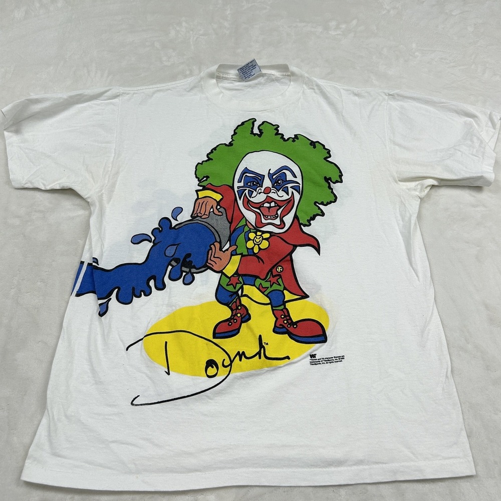 WWF Doink the Clown T-Shirt Mens XL White 1993 Vintage All Sport USA Graphic